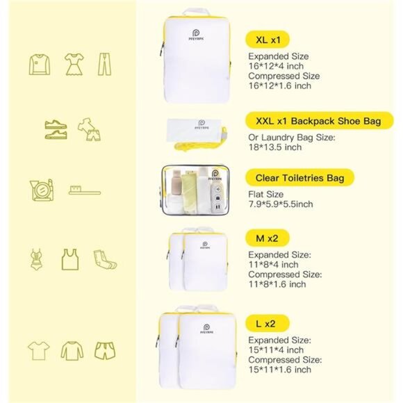 Lightweight Compression Packing Cubes for Suitcases, Compressible Expandable